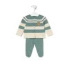 Conjunto de malha de bebé Tricot às riscas verde