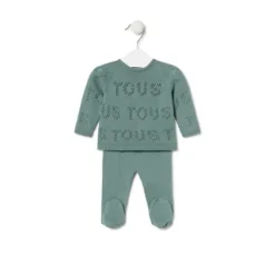 Conjunto de malha de bebé Tricot logótipo TOUS verde