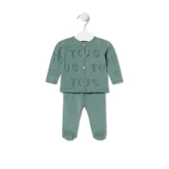 Conjunto de malha de bebé Tricot logótipo TOUS verde