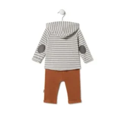 Conjunto de menino às riscas com Urso Grey cor única