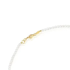 Gargantilha com pérolas cultivadas e banhada a ouro de 18 K sobre prata Gloss