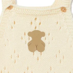 Macacão curto de bebé de malha Tricot de cor crua