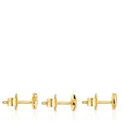 Pack de três brincos banhados a ouro de 18 K sobre prata com motivos Bold Motif