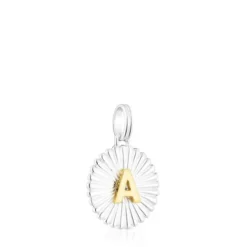 Pingente medalha letra A em prata e prata vermeil TOUS Alphabet