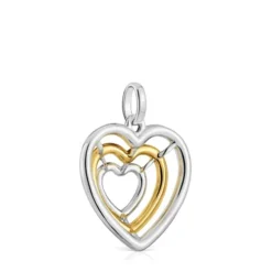 Pingente triplo coração bicolor Bickie