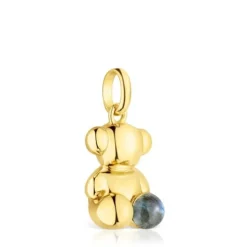 Pingente urso grande Bold Bear em prata vermeil e labradorite