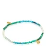 Pulseira elástica banhada a ouro de 18 K sobre prata e pedras preciosas verdes Bold Bear