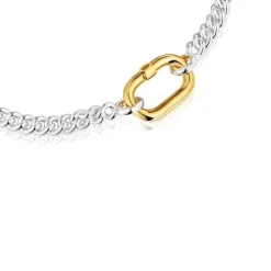 Pulseira em prata com argola bicolor Hold Oval