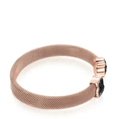 Pulseira Mesh Color em Aço IP rosado e Ónix