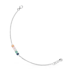 Pulseira Mini Color em Prata com Pedras Preciosas