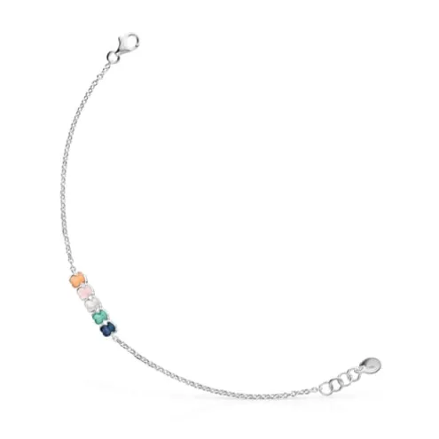 Pulseira Mini Color em Prata com Pedras Preciosas