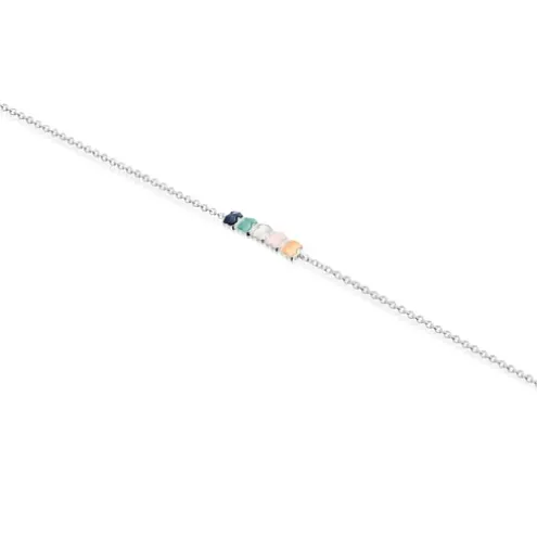 Pulseira Mini Color em Prata com Pedras Preciosas