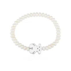 Pulseira Sweet Dolls urso de Pérolas e Prata