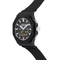 Relógio analógico/digital em aço e bracelete em nylon preto Bet