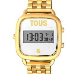 Relógio digital D-Logo com correia em aço IP dourado
