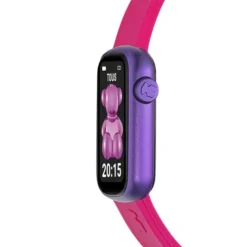 Relógio smartwatch com correia em nylon e correia em silicone fúcsia T-Band
