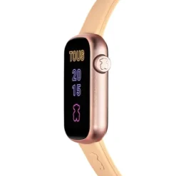 Relógio smartwatch com correia em nylon e correia em silicone na cor pau-rosa T-Band