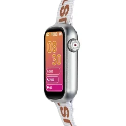 Relógio smartwatch com correia em nylon e correia em silicone rosa T-Band