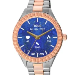 Relógio smartwatch T-Bear Connect com bracelete em aço e aço IP rosado