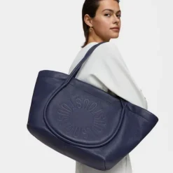 Tote bag grande em pele azul-marinho TOUS Miranda
